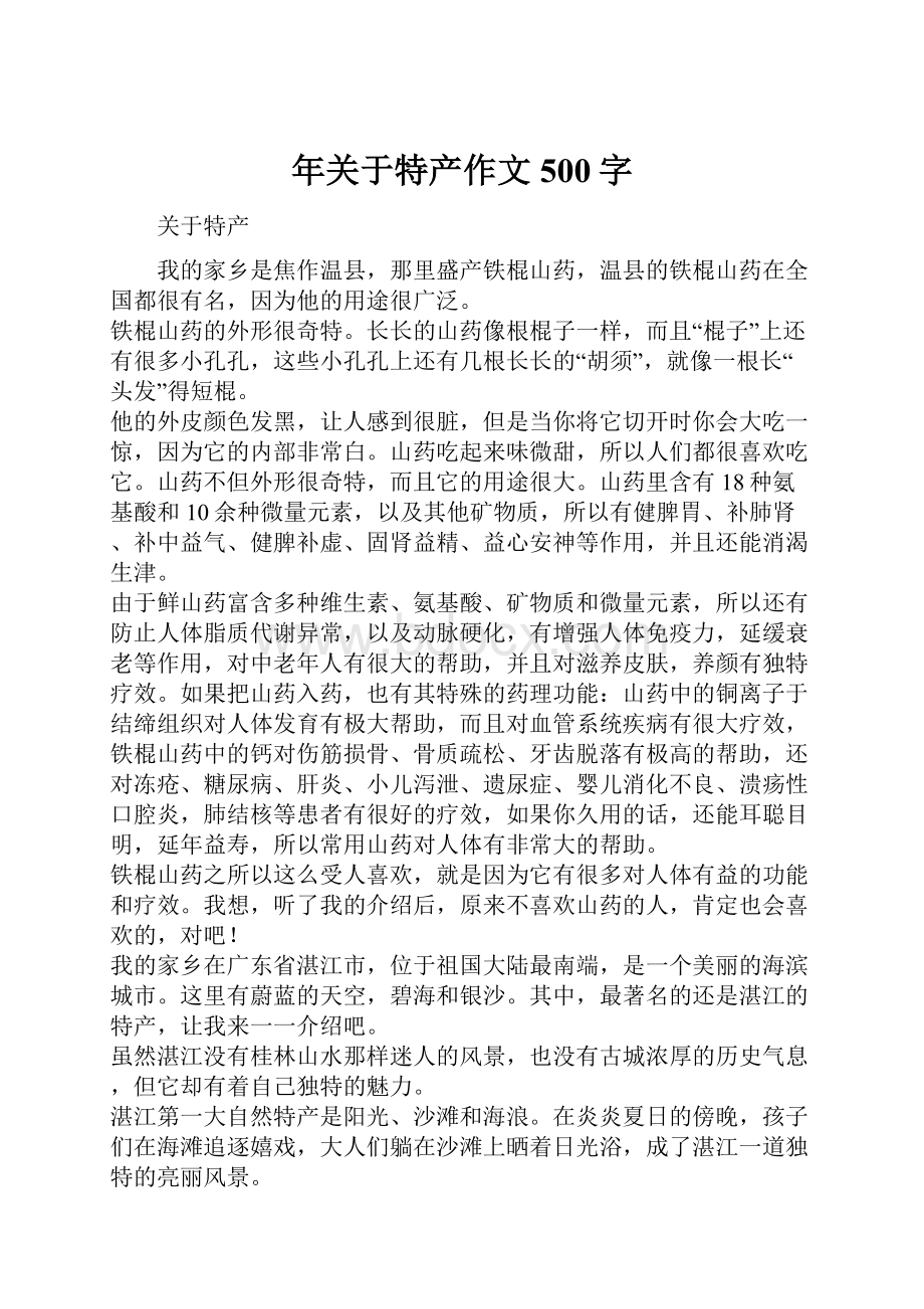 年关于特产作文500字Word格式.docx