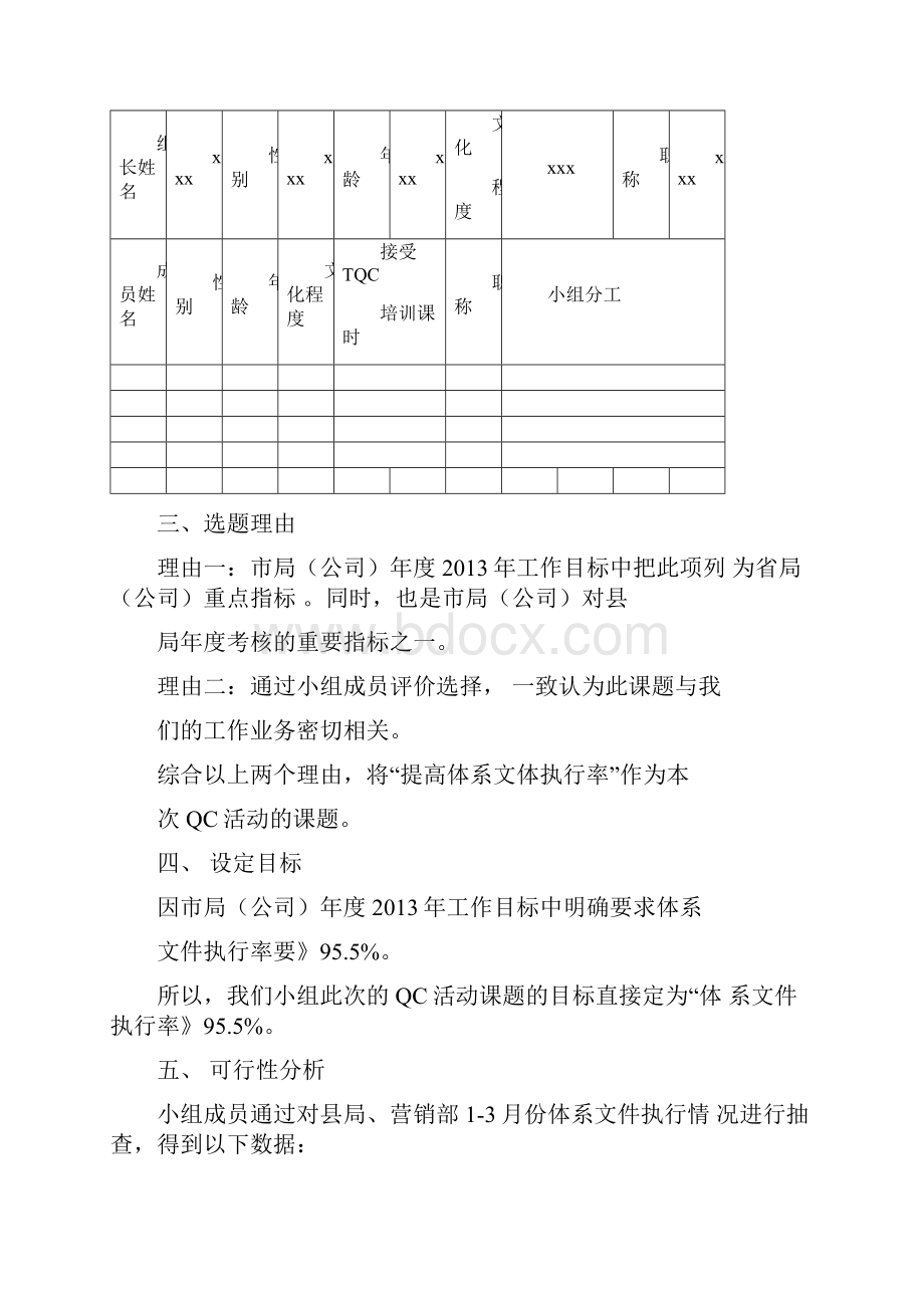 完整提高体系文件执行率QC成果报告Word下载.docx_第2页