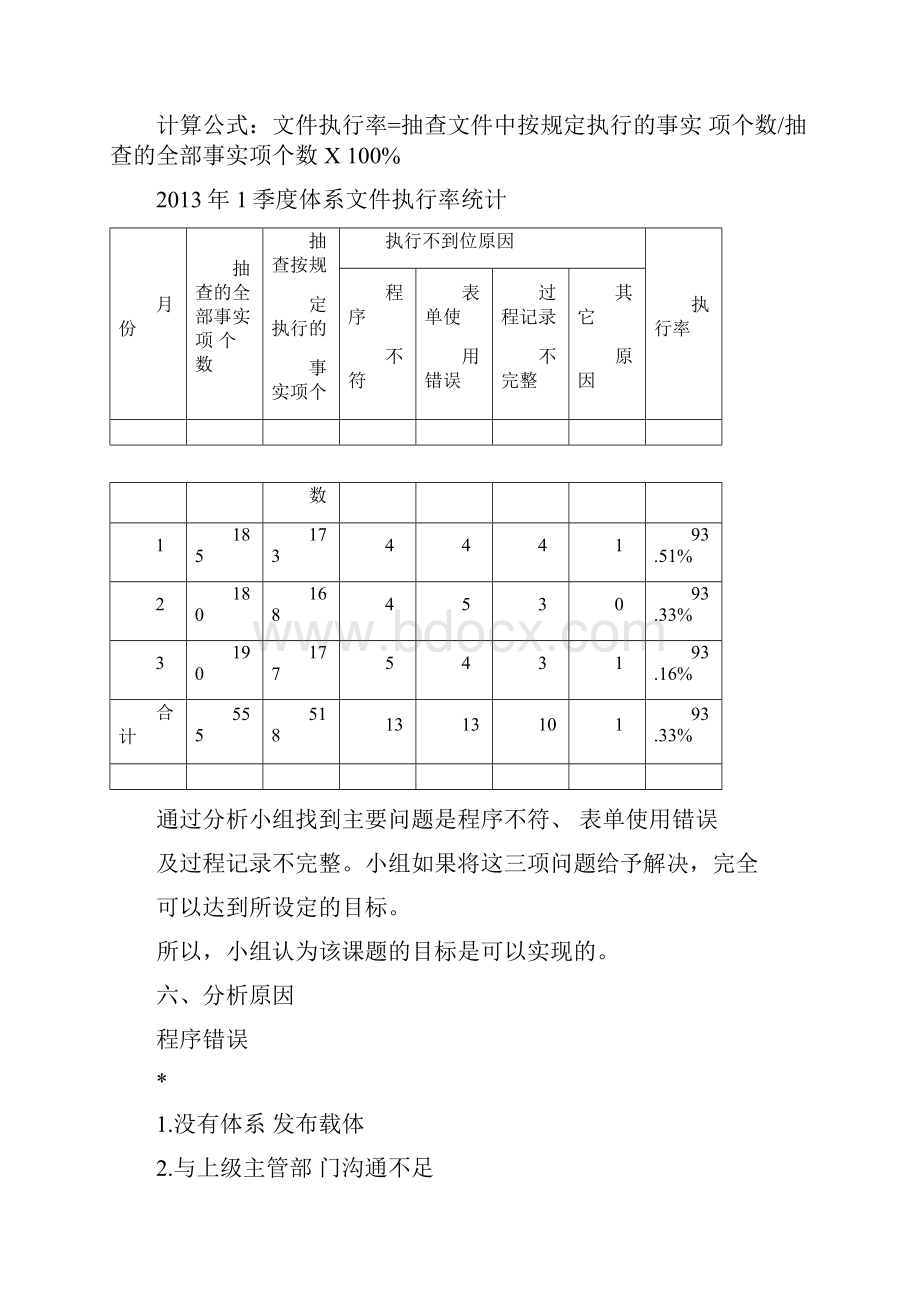 完整提高体系文件执行率QC成果报告Word下载.docx_第3页