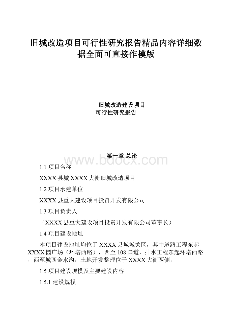 旧城改造项目可行性研究报告精品内容详细数据全面可直接作模版Word文档下载推荐.docx