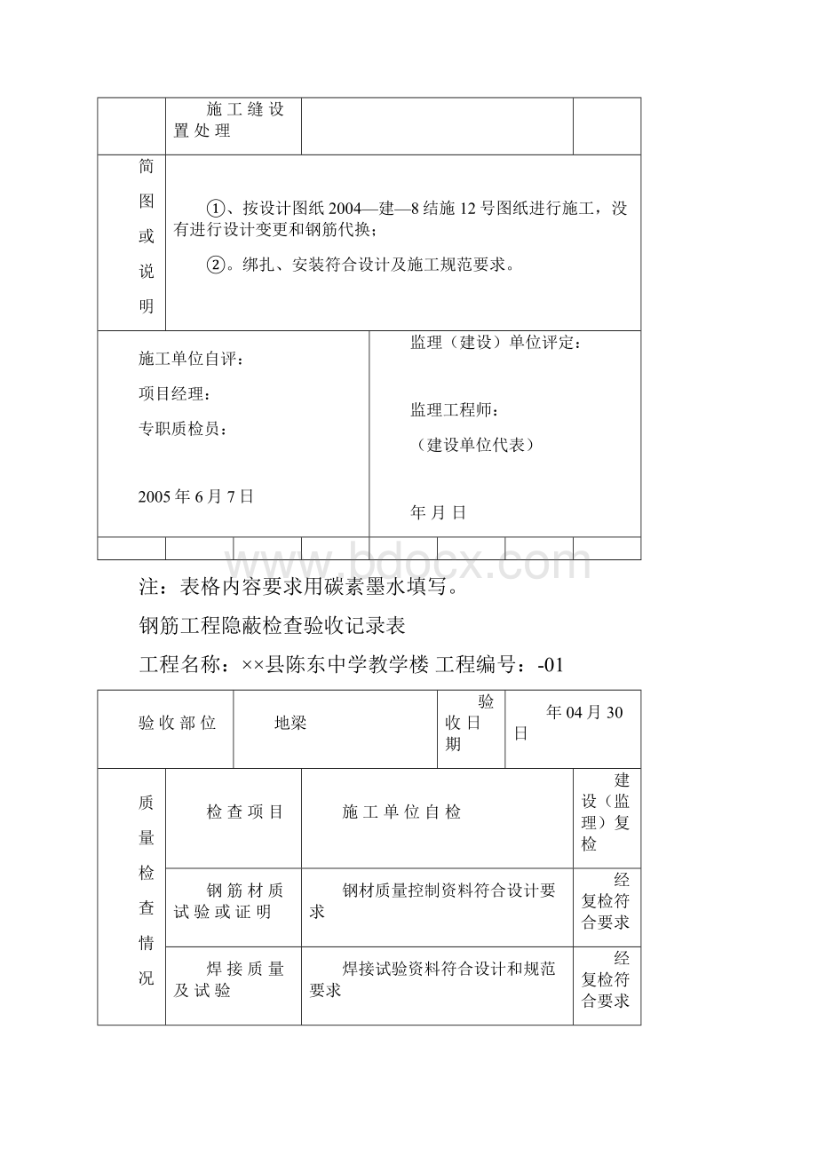 钢筋工程隐蔽检查验收记录表.docx_第2页