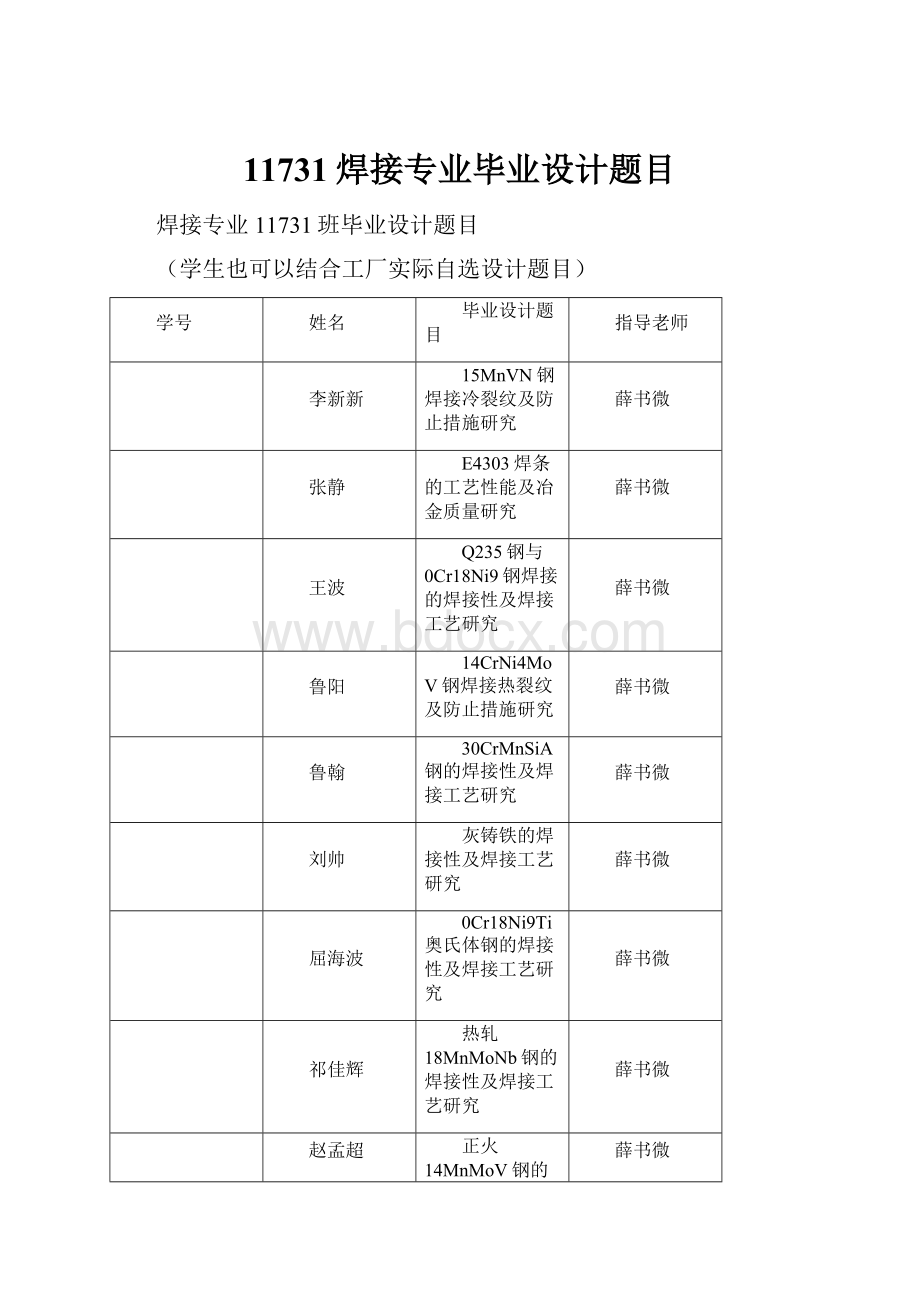 11731焊接专业毕业设计题目.docx