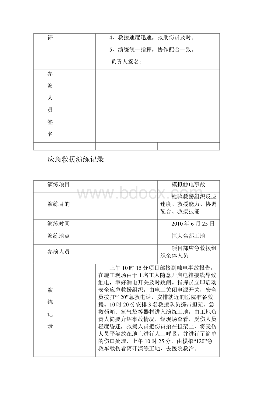 各项应急救援演练记录Word文档下载推荐.docx_第3页