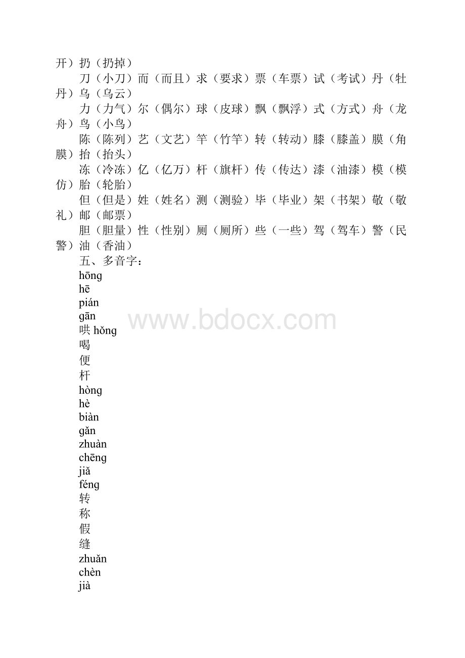 小学二年级语文下册第四单元考试复习学习要点资料.docx_第3页