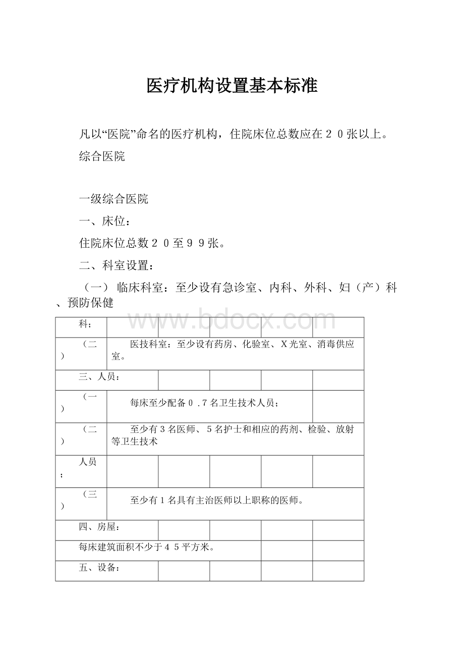 医疗机构设置基本标准.docx_第1页