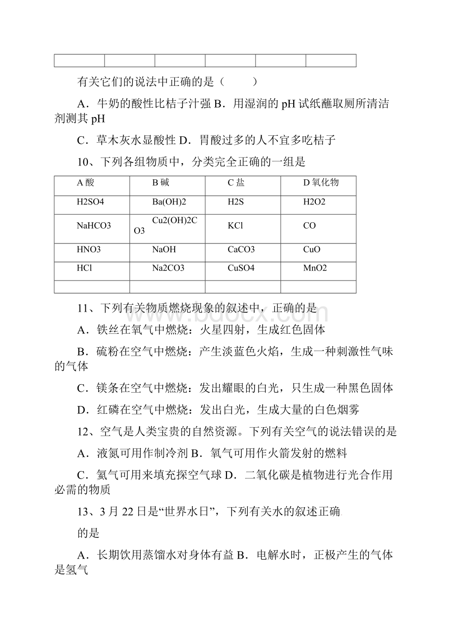 人教版高一化学上学期期中试题 3.docx_第3页