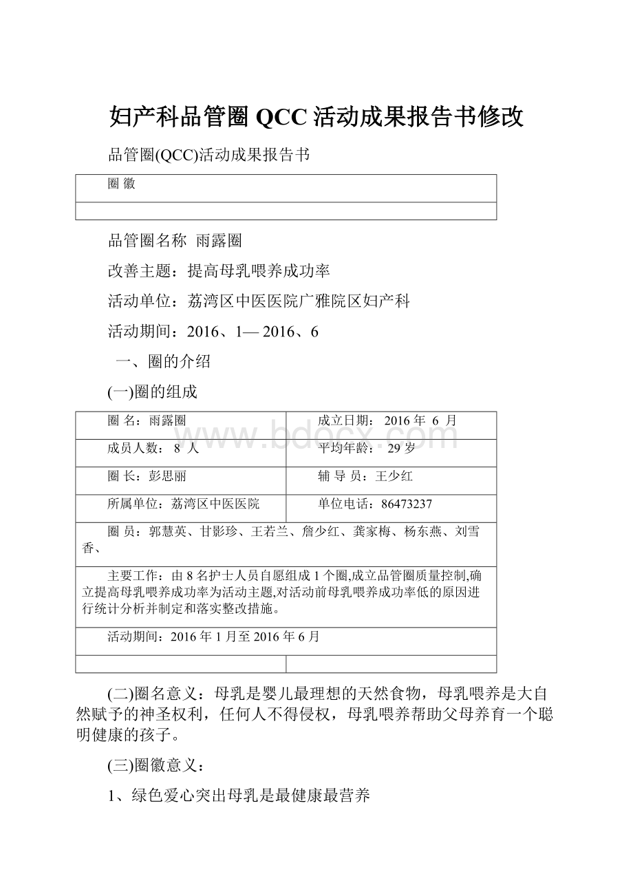 妇产科品管圈QCC活动成果报告书修改文档格式.docx