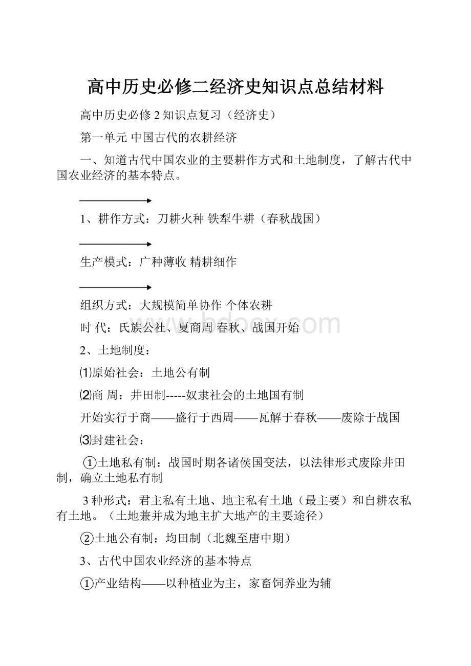 高中历史必修二经济史知识点总结材料Word格式.docx_第1页