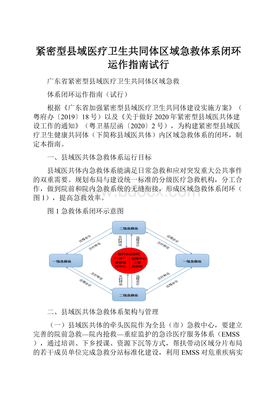 紧密型县域医疗卫生共同体区域急救体系闭环运作指南试行.docx_第1页