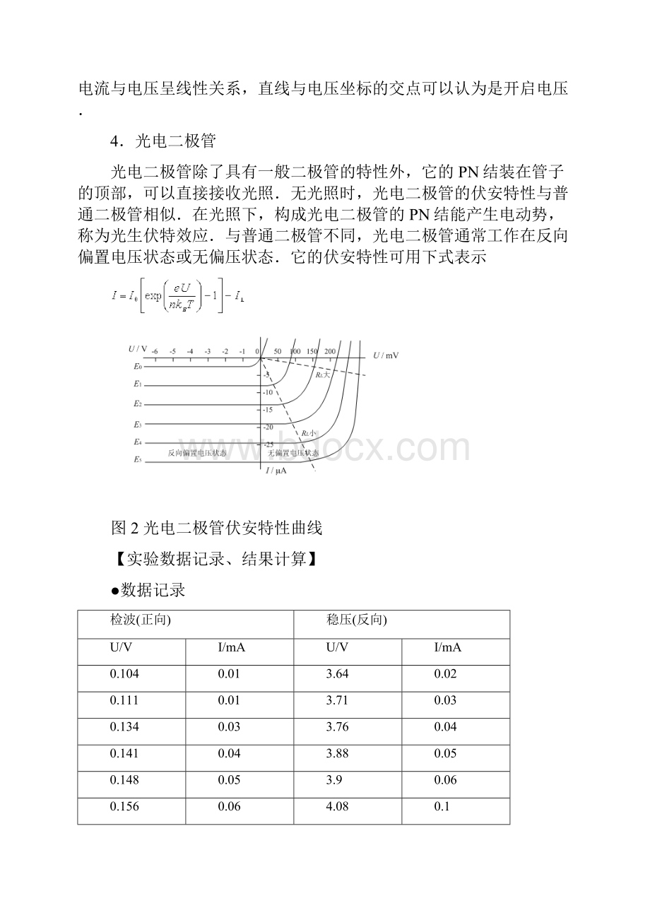 实验报告非线性元件伏安特性的测量Word下载.docx_第2页