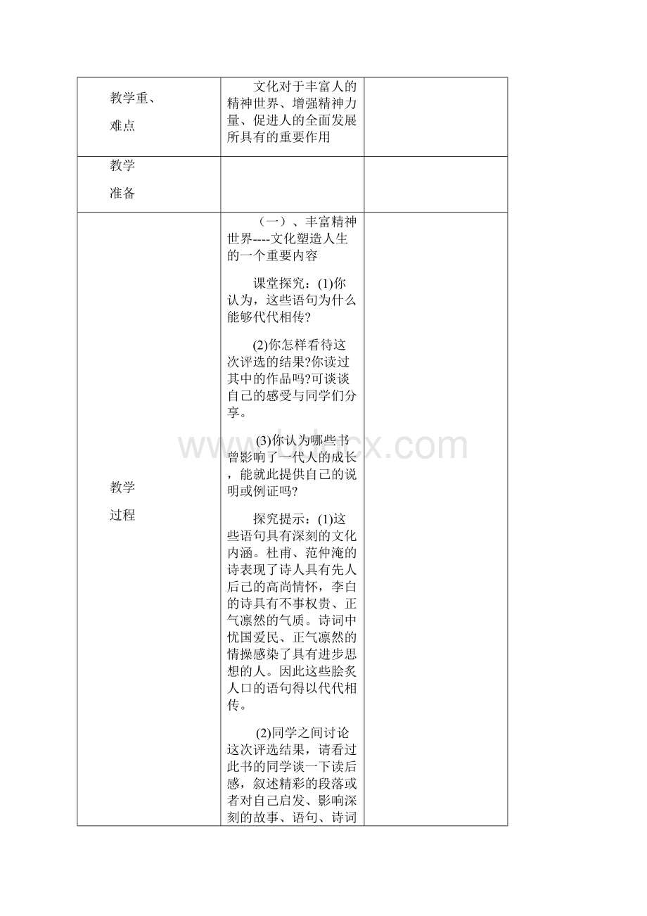 最新人教版必修3高中政治第二课第一框感受文化影响教学设计.docx_第2页