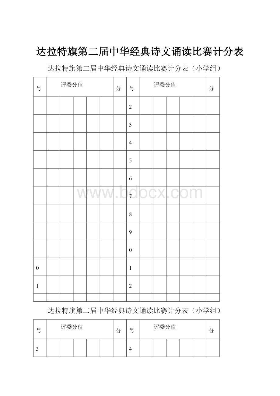 达拉特旗第二届中华经典诗文诵读比赛计分表.docx_第1页