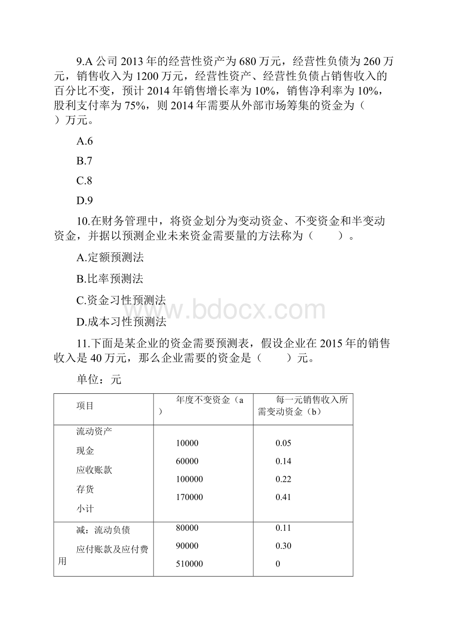 会计中级职称考试财务管理第五章筹资管理下课后作业Word下载.docx_第3页