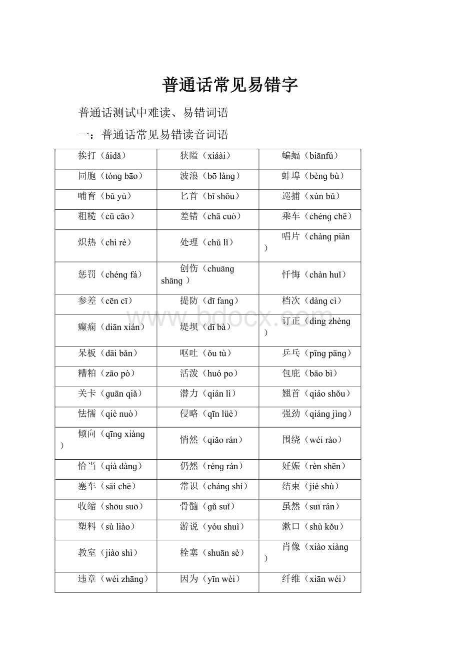 普通话常见易错字.docx_第1页