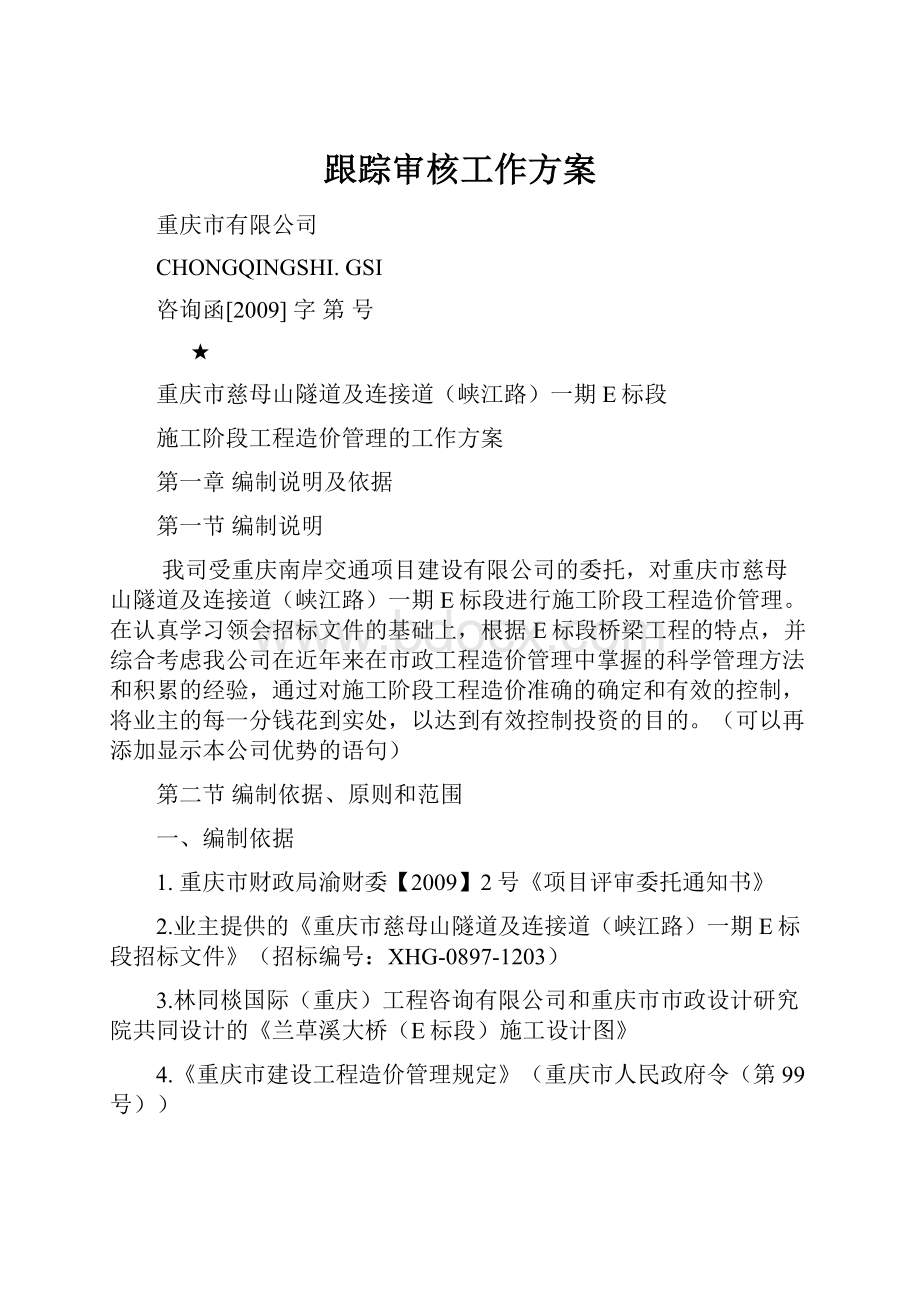 跟踪审核工作方案Word格式.docx