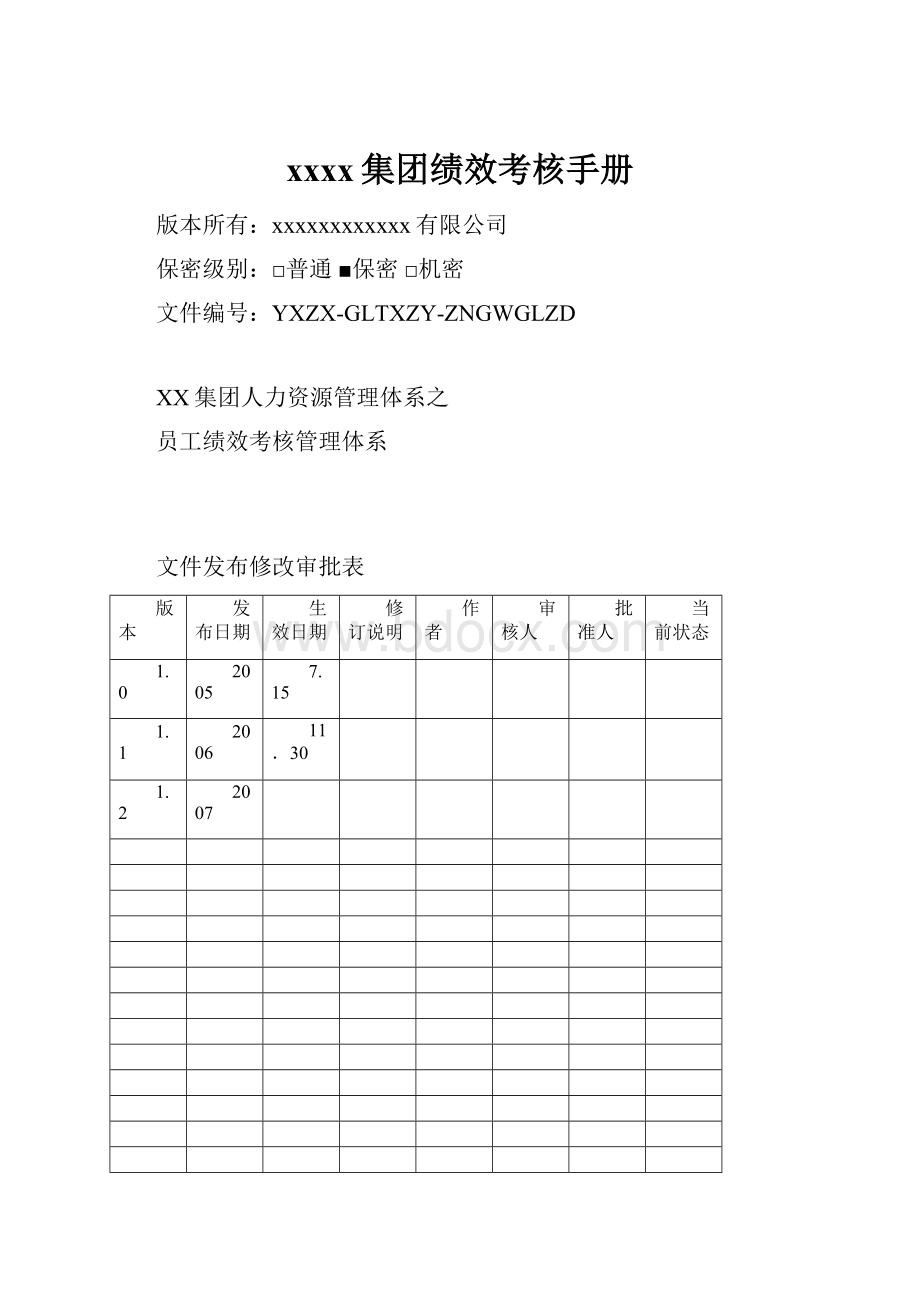 xxxx集团绩效考核手册.docx