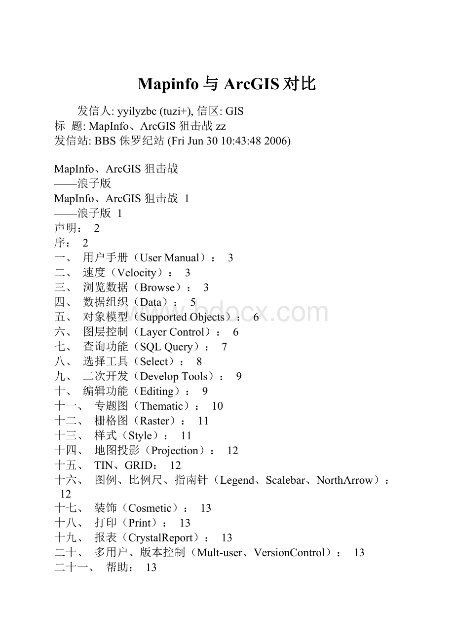 Mapinfo与ArcGIS对比Word文档下载推荐.docx