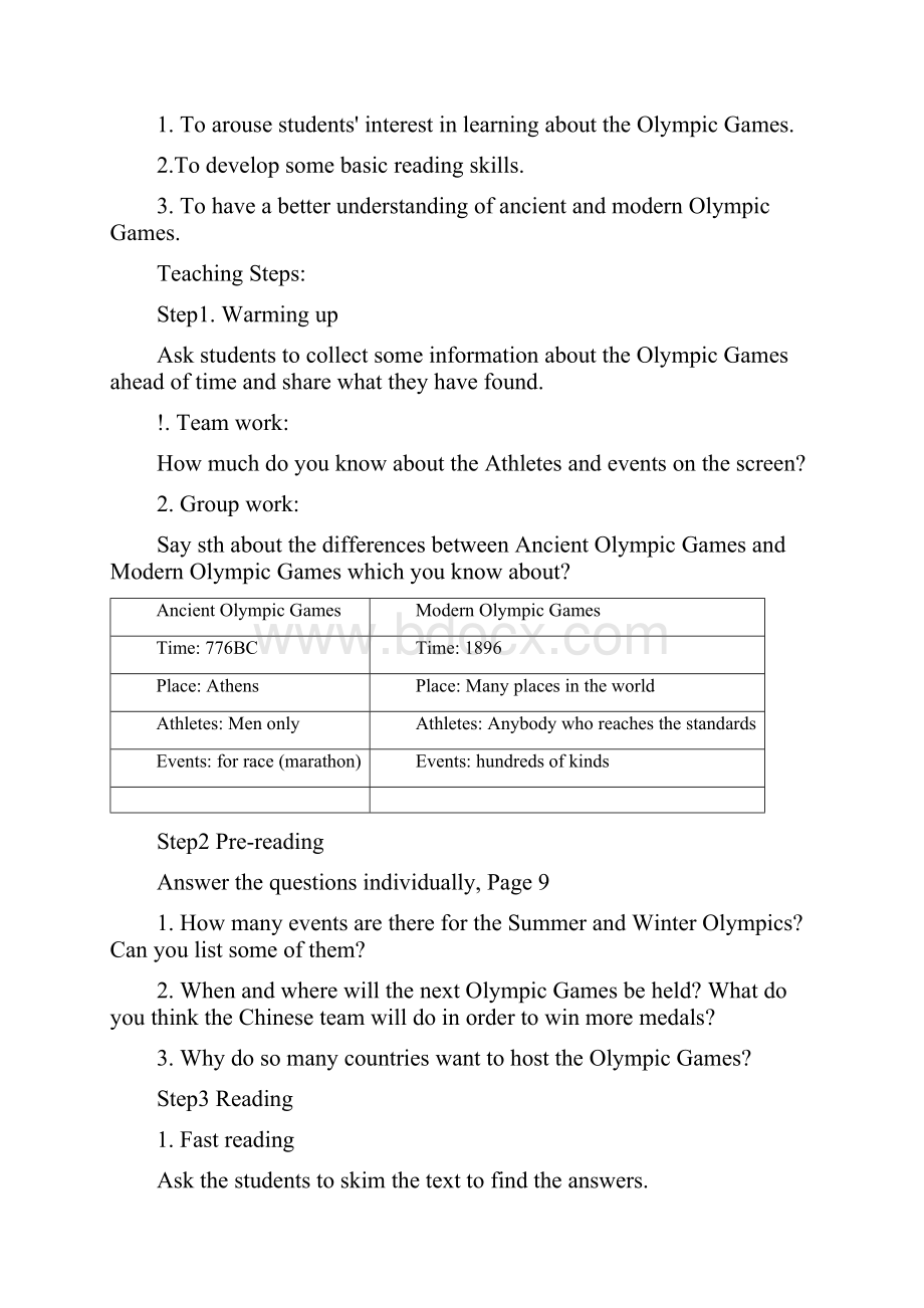 高中英语 Unit 2 The Olympic Games教案2 新人教版必修2.docx_第2页