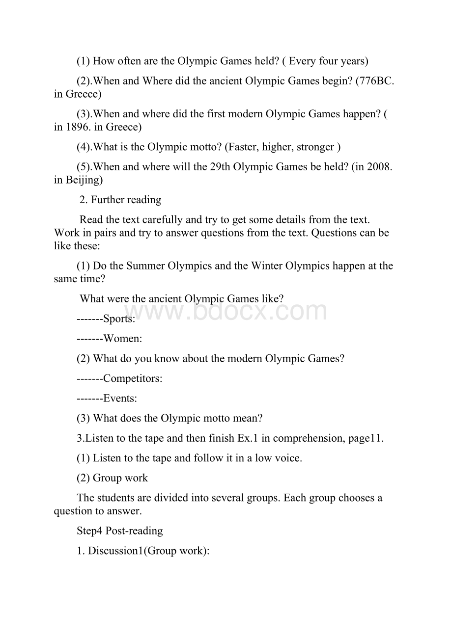 高中英语 Unit 2 The Olympic Games教案2 新人教版必修2.docx_第3页