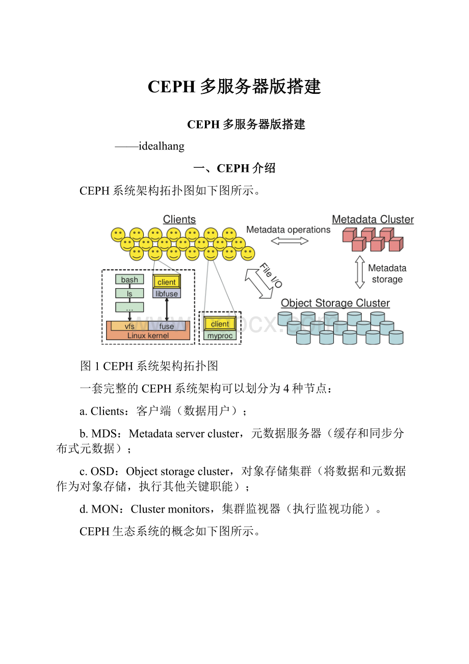 CEPH多服务器版搭建Word格式.docx