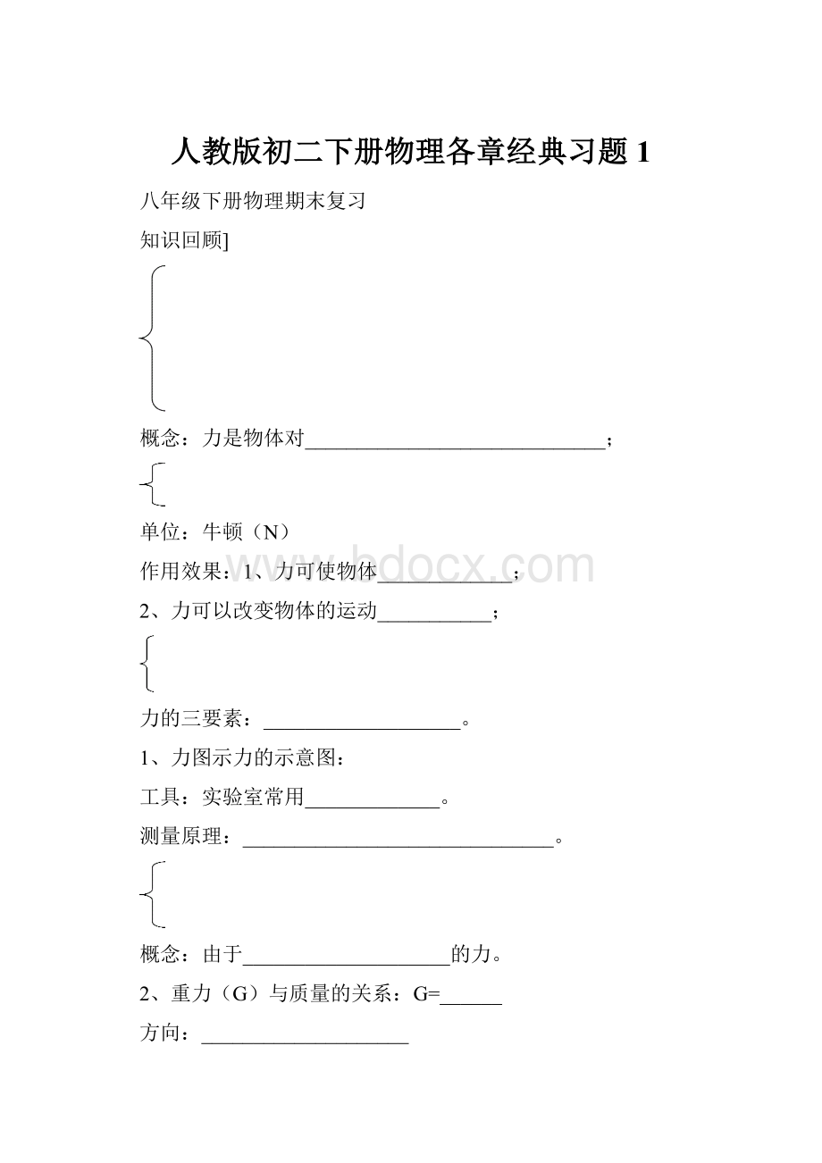 人教版初二下册物理各章经典习题1.docx_第1页