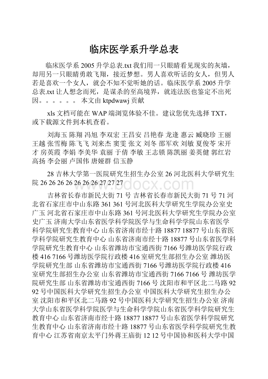 临床医学系升学总表Word文件下载.docx