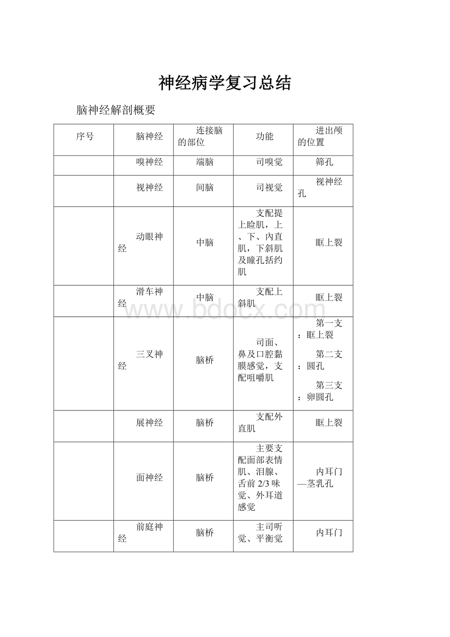 神经病学复习总结.docx