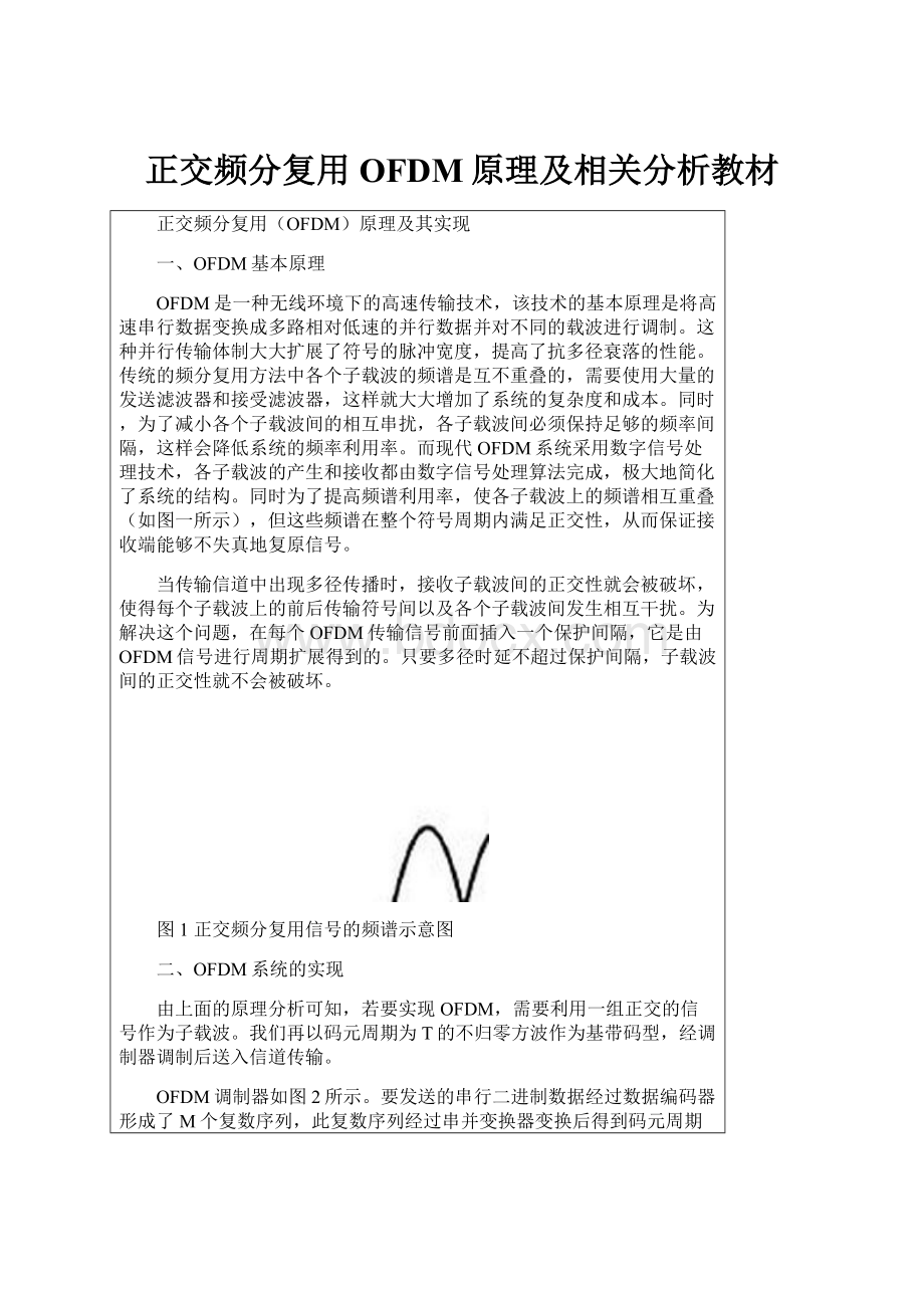 正交频分复用OFDM原理及相关分析教材Word文档格式.docx_第1页