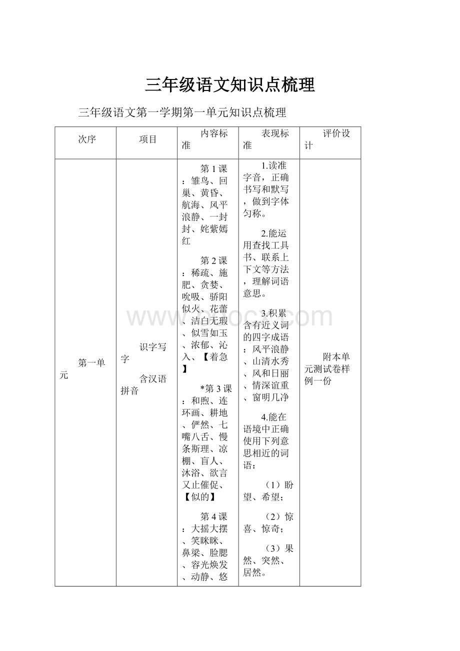 三年级语文知识点梳理.docx