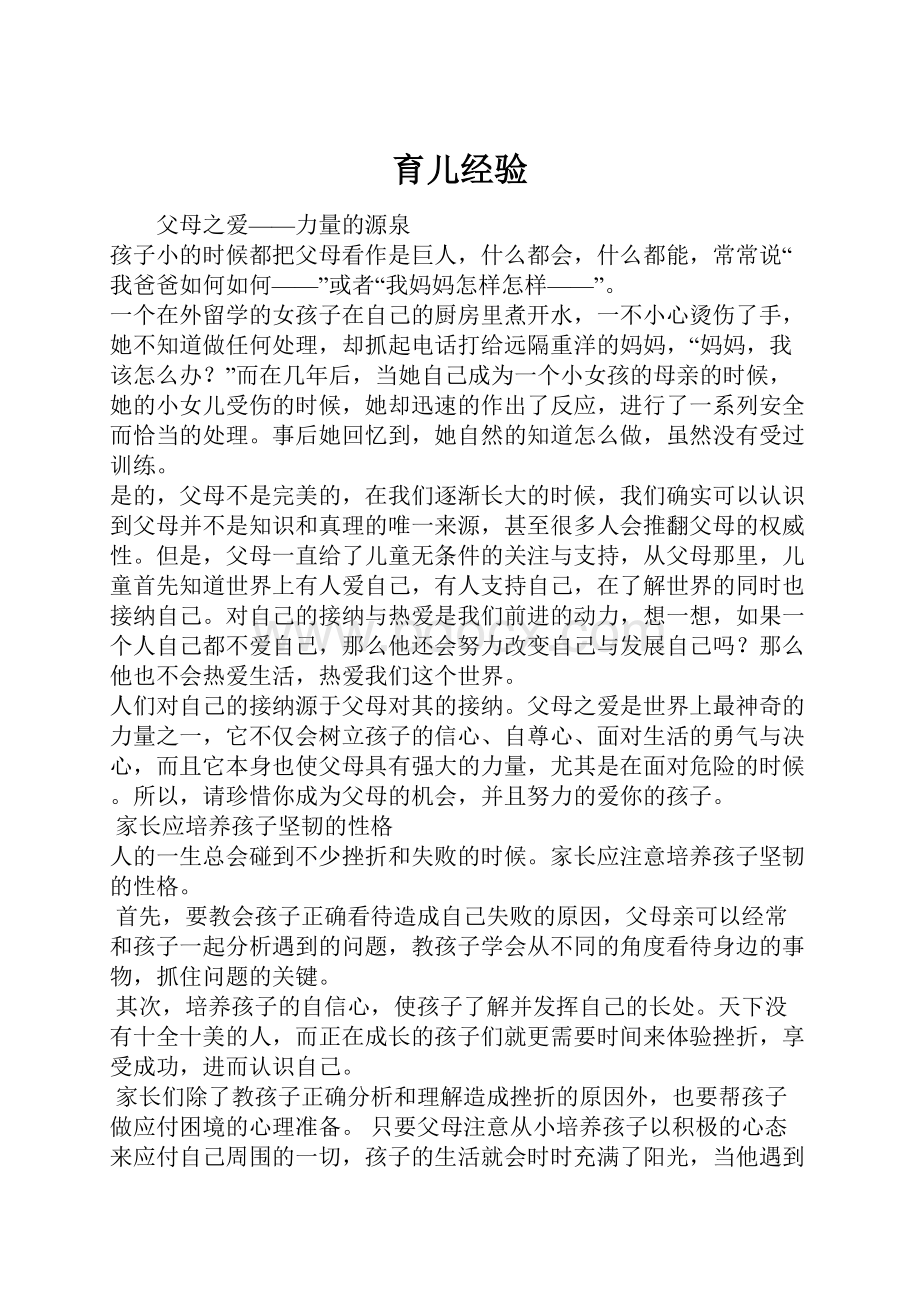 育儿经验文档格式.docx