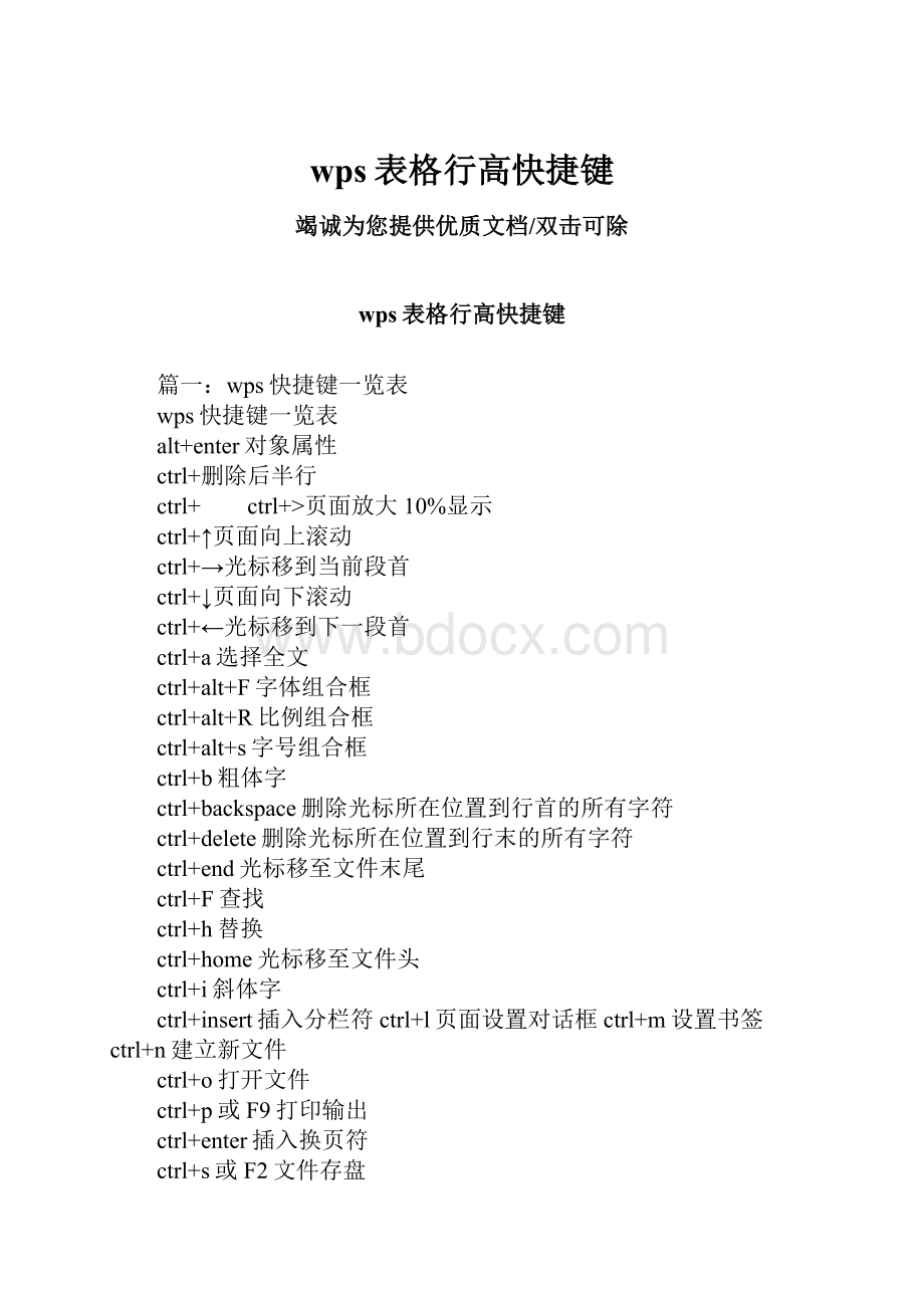 wps表格行高快捷键Word格式文档下载.docx