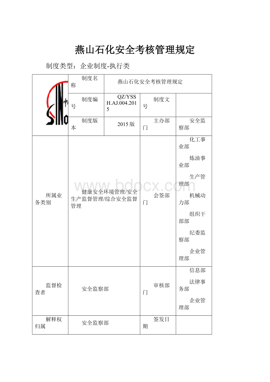 燕山石化安全考核管理规定Word下载.docx_第1页