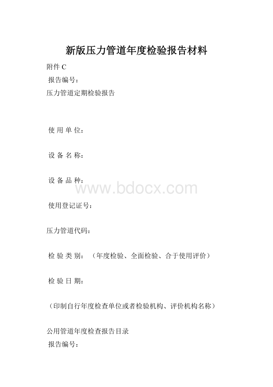 新版压力管道年度检验报告材料.docx