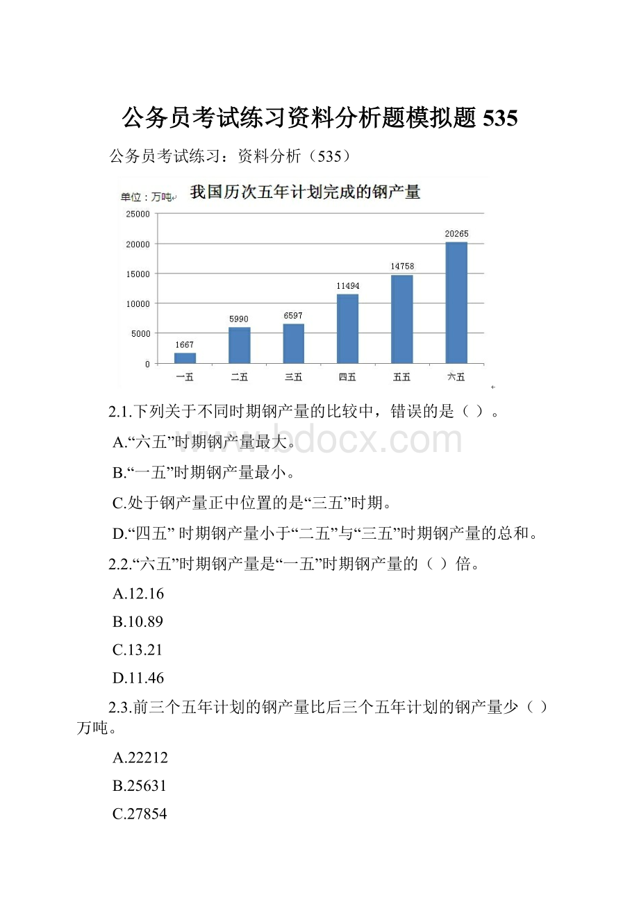 公务员考试练习资料分析题模拟题535Word下载.docx