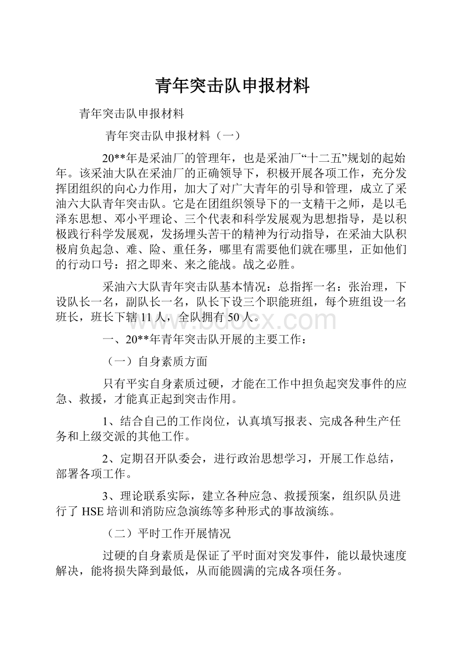 青年突击队申报材料.docx