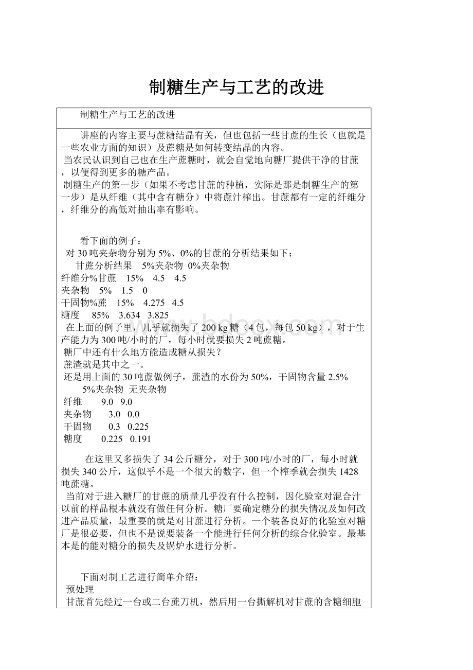 制糖生产与工艺的改进文档格式.docx