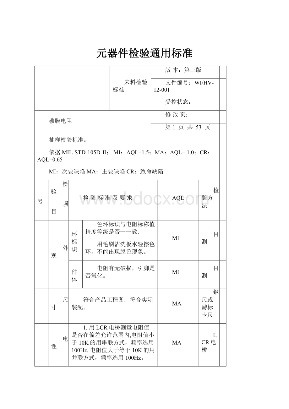 元器件检验通用标准.docx