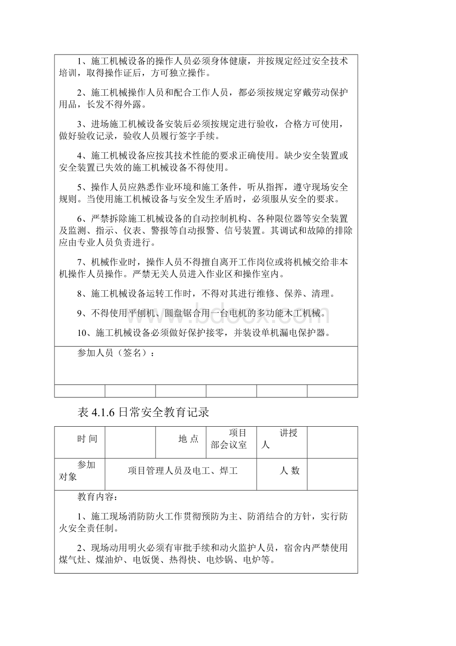 日常安全教育记录项目部Word文档下载推荐.docx_第2页