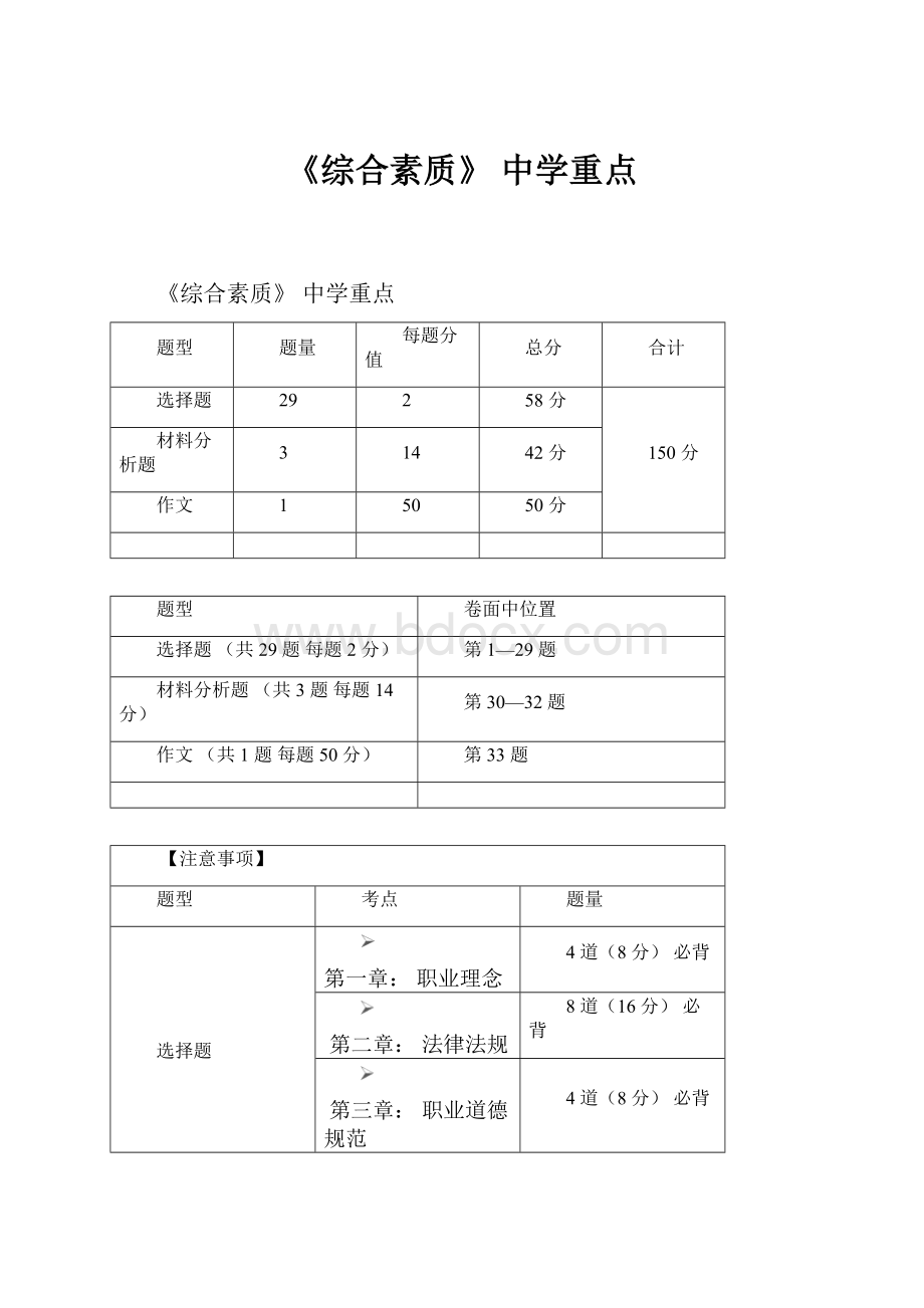 《综合素质》 中学重点.docx