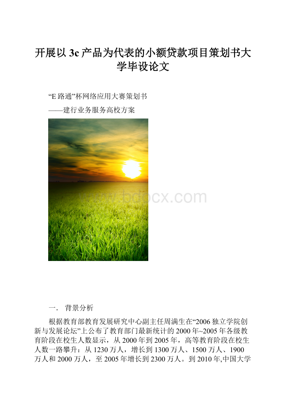 开展以3c产品为代表的小额贷款项目策划书大学毕设论文.docx_第1页