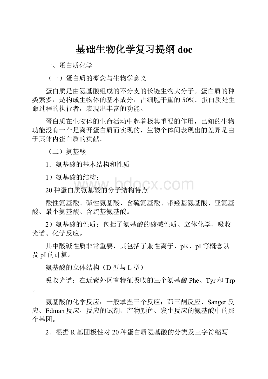 基础生物化学复习提纲docWord格式文档下载.docx