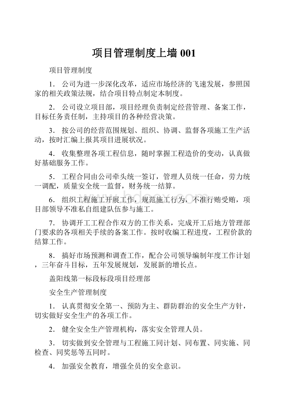 项目管理制度上墙001文档格式.docx