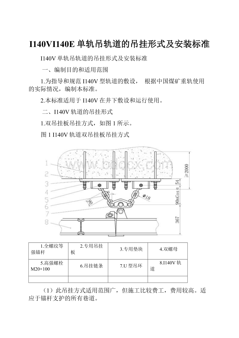 I140VI140E单轨吊轨道的吊挂形式及安装标准.docx