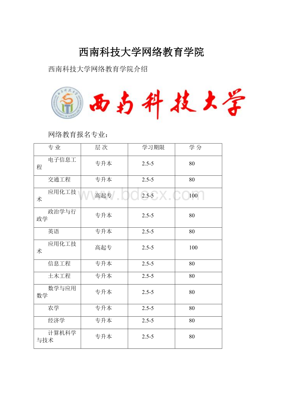 西南科技大学网络教育学院Word下载.docx_第1页