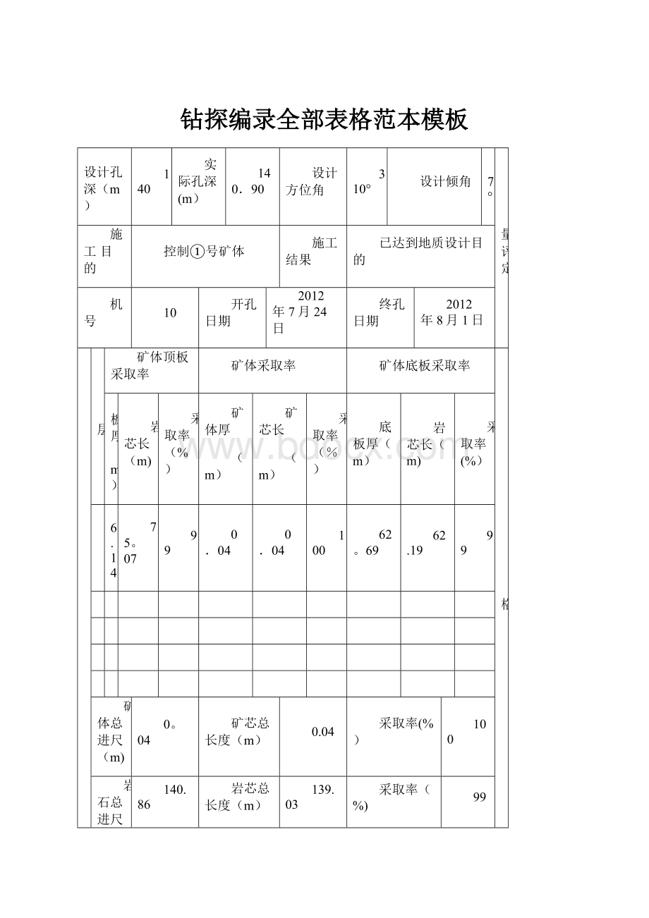 钻探编录全部表格范本模板文档格式.docx