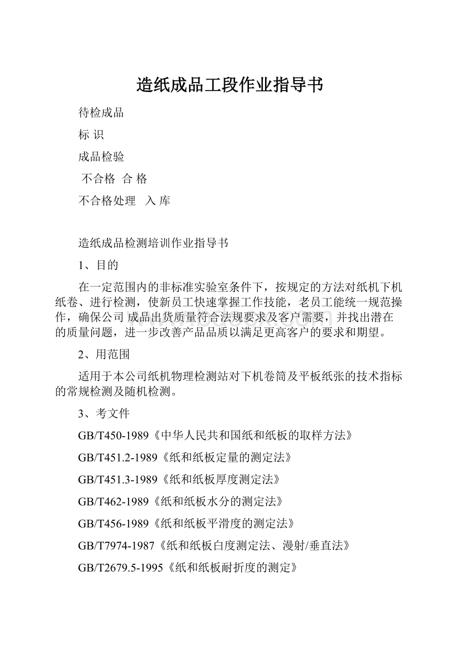 造纸成品工段作业指导书Word文档格式.docx