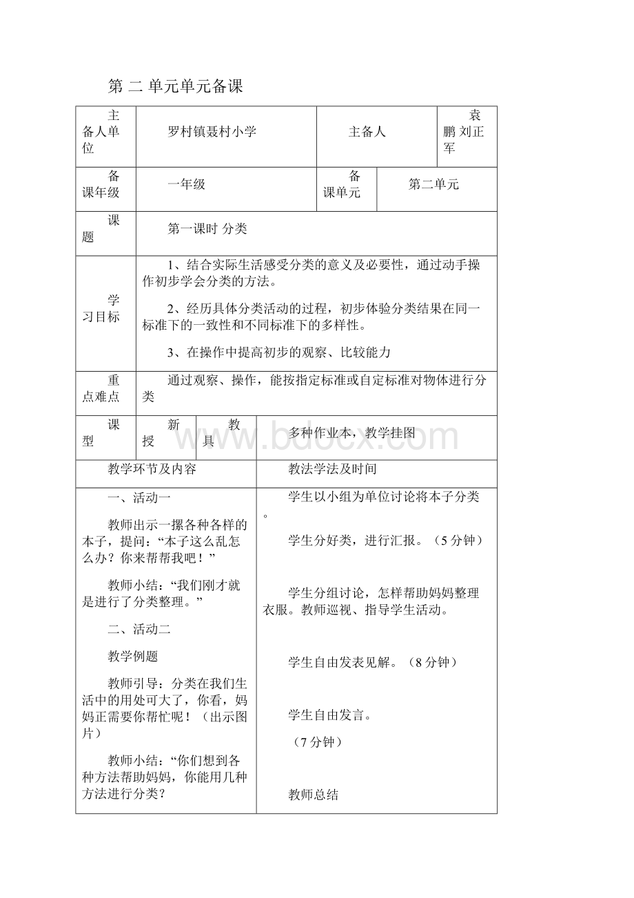 青岛版一年级数学上册单元集体备课.docx_第2页