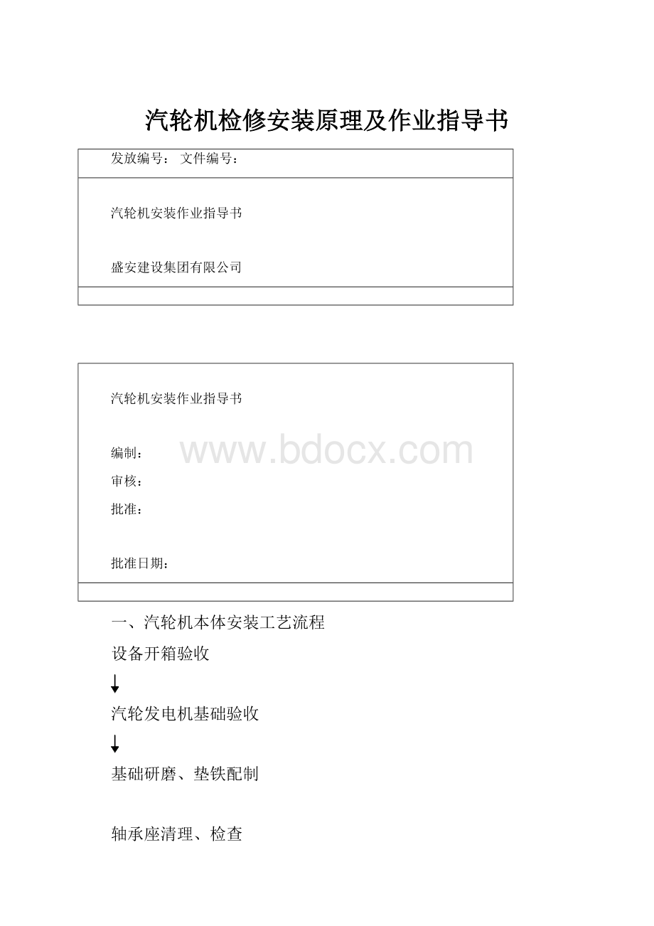 汽轮机检修安装原理及作业指导书Word格式文档下载.docx_第1页