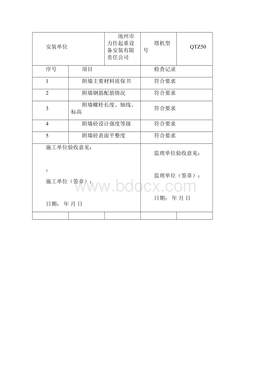 塔吊附墙隐蔽记录汇总Word下载.docx_第3页