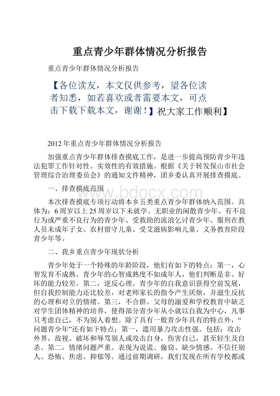 重点青少年群体情况分析报告.docx_第1页